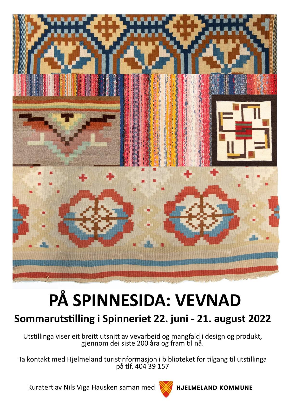 Plakat for utstillinga På spinnesida VEVNAD - Klikk for stort bilete