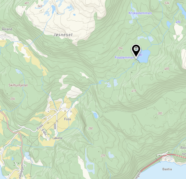 Kart som viser kor gapahuken er på Jøsneset - Klikk for stort bilete